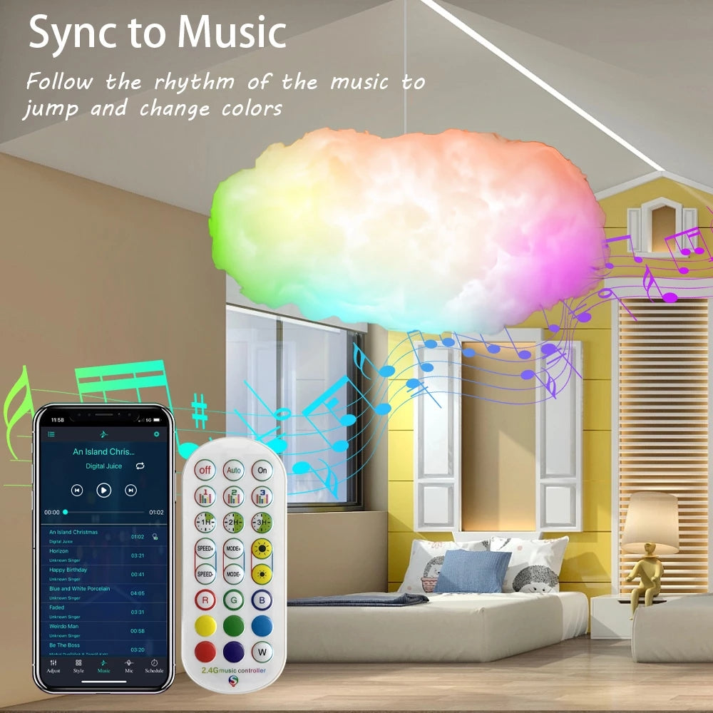 USB Cloud Light APP Control Music Synchronization 3D RGBIC Ambient Light Lightning Simulation Clouds Bedroom Room Light