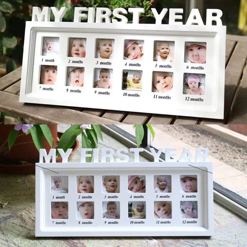 My First Year Baby 12 Month Photo Frame Baby Accessories Newborn Gift Set Baby Foot and Hand Print Baby Photo Frame Baby Items