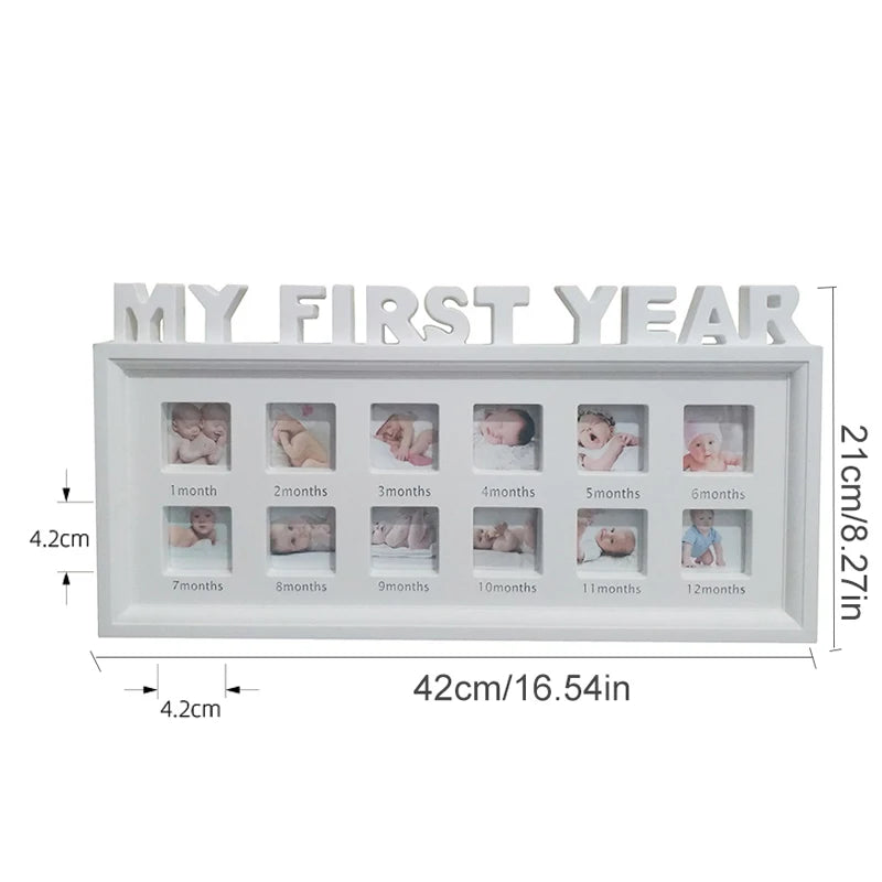 My First Year Baby 12 Month Photo Frame Baby Accessories Newborn Gift Set Baby Foot and Hand Print Baby Photo Frame Baby Items